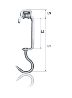 Rohrbahn-Rollhaken - ohne Nebenhaken, mit Oberteil aus Edelstahl