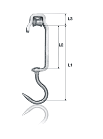 Pipe track roller hook - without side hook, without upper...