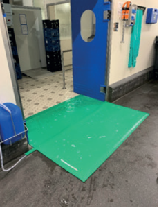 Disinfection mat for intensive transport