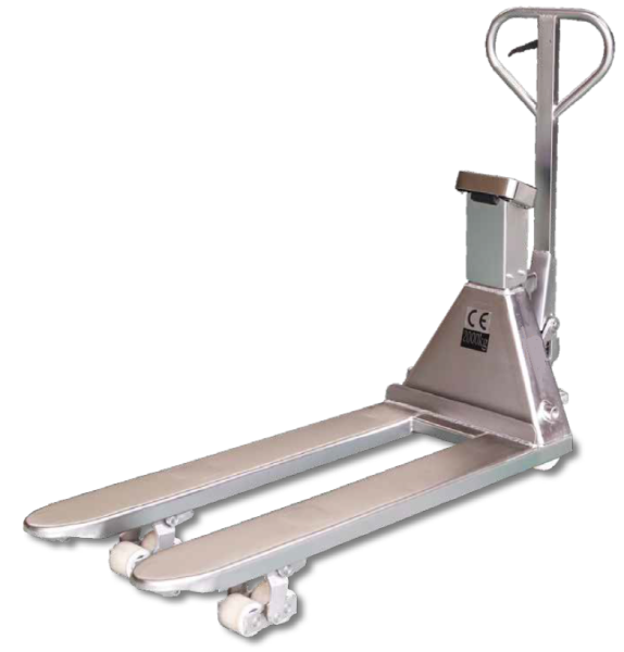 Gabelhubwagen Edelstahl mit Waage