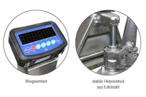 Gabelhubwagen Edelstahl mit Waage
