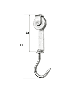 Roller hook for flat steel tracks Roll Ø 80