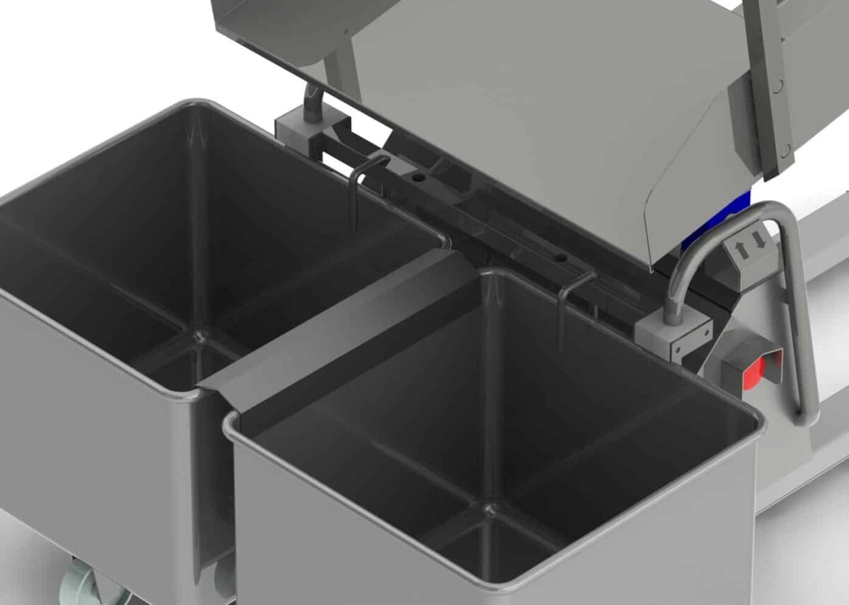 Swingloader Backsaver device for 2 x 200 l HBW