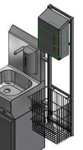 Paper dispenser and wastepaper basket for hand wash basins